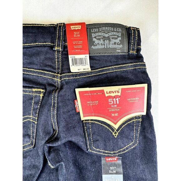 NWT Boy's Levi's Performance 511 Slim Stretch Jeans Size 4 Regular Dark Wash - Picture 4 of 9